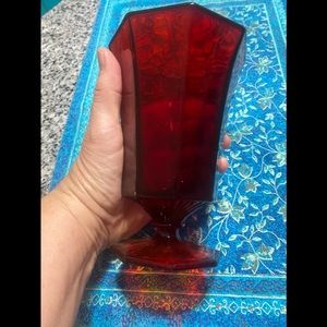 Set of 2 Ruby red vintage glasses EUC  farmhouse